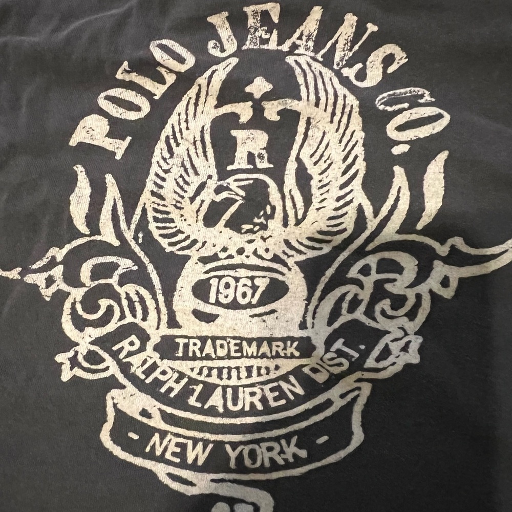 Vintage Ralph Lauren Gray T - Shirt Men’s Size XL with tan Logo - Picture 5 of 6